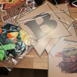 Baby Yoda, Mandalorian, Grogu Party Banner, Cake Topper And Balloons 