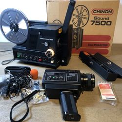 Chinon Sound 7500 Super 8 Projector & 506SM XL Camera Kit (NOS)