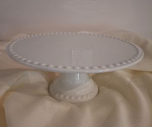 White Milk Glass Pedestal Cake Stand