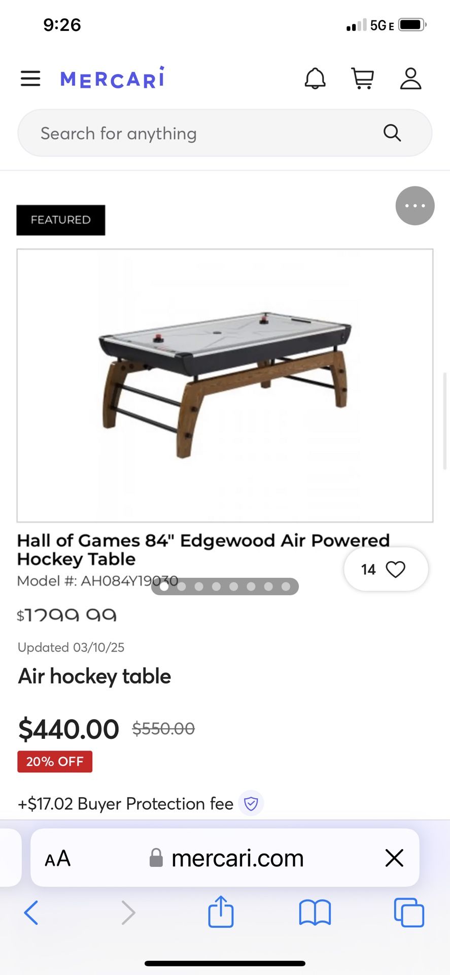 Air Hockey Table.