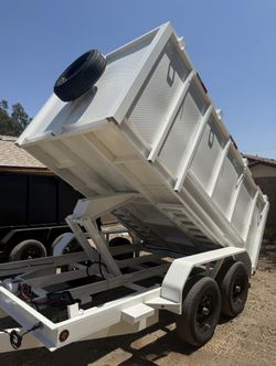 New 8x4x12 Scissor Lift Hydraulic Dump Trailer With Ramps 💎