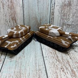 Lot Of 2 Friction Powered Camouflaged Tanks  Hard To Find New Old Stock