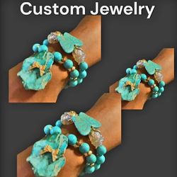 Torqouise And Gold Bracelet Set