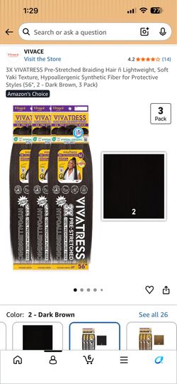 Dark Brown VIVATRESS Pre-Stretched Braiding Hair