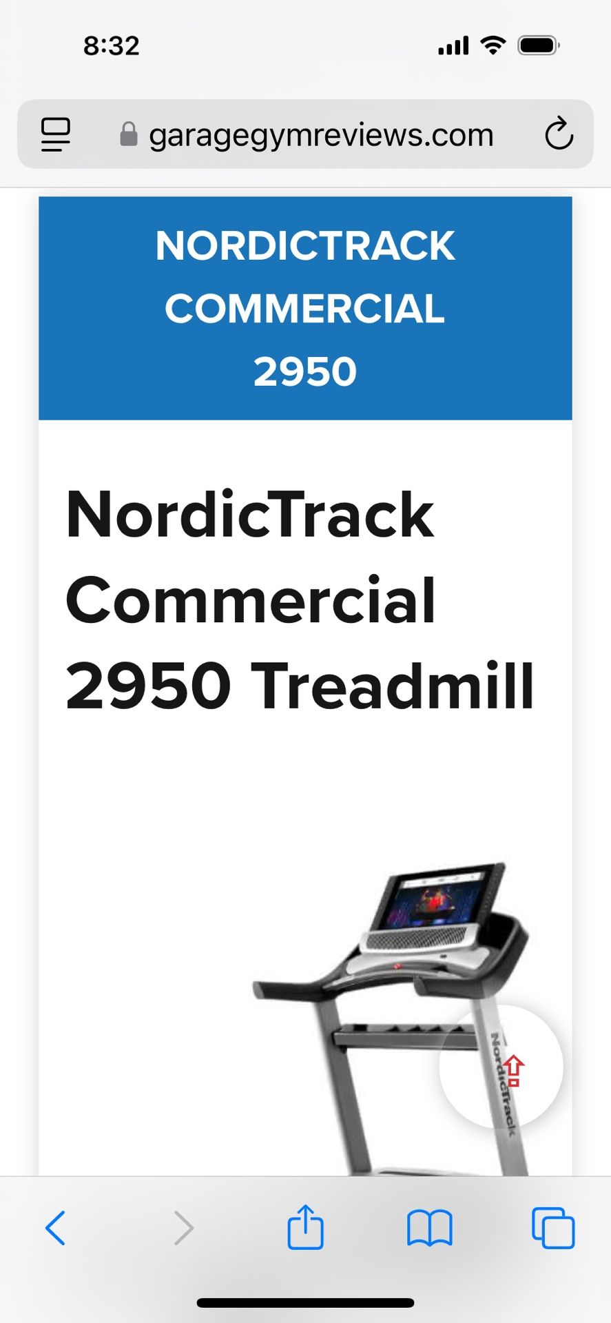 NordicTrack treadmill 2950 commercial