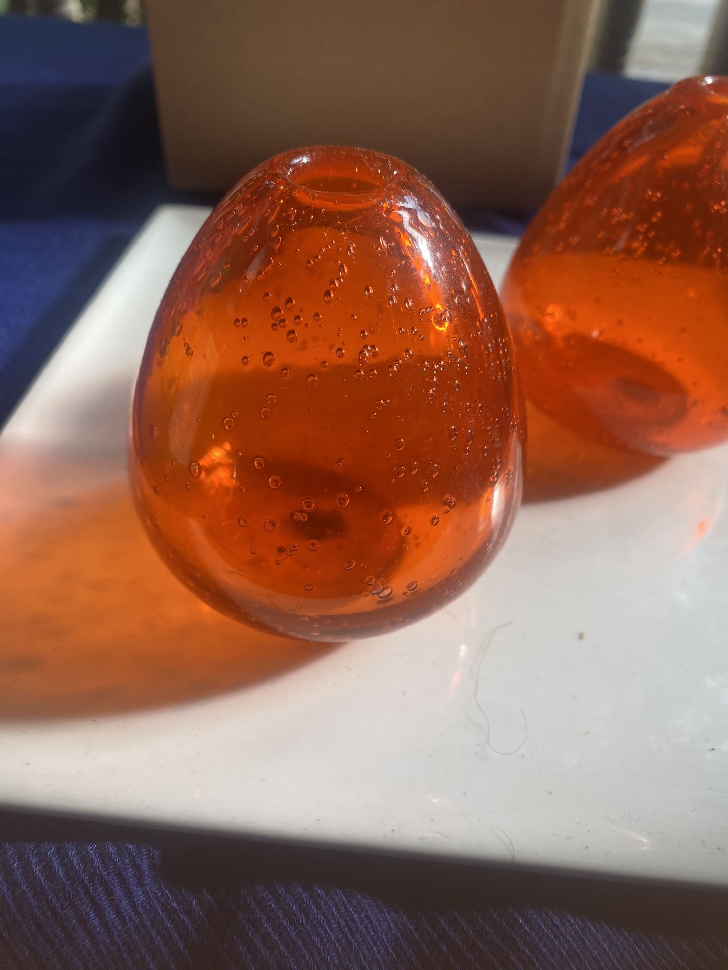 Orange Glass Bubble Mini Vases