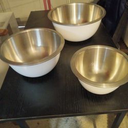 3 Metal Mixing Bowls 5qt,3qt,1qt