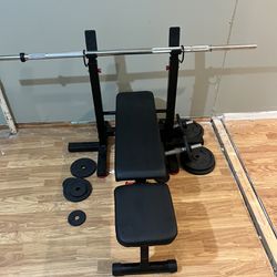 Adjustable Incline Weight Bench With Barbell And Dumbell Set
