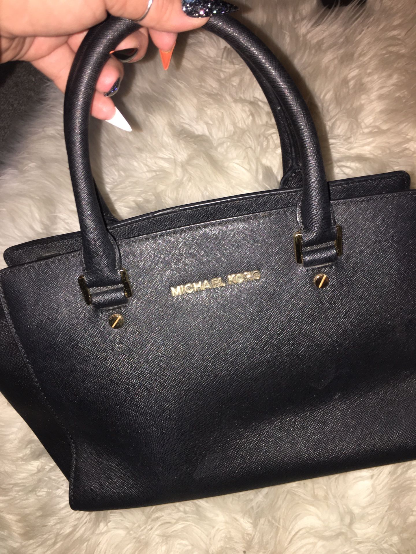 Small authentic black and gold metal Michael Kors bag