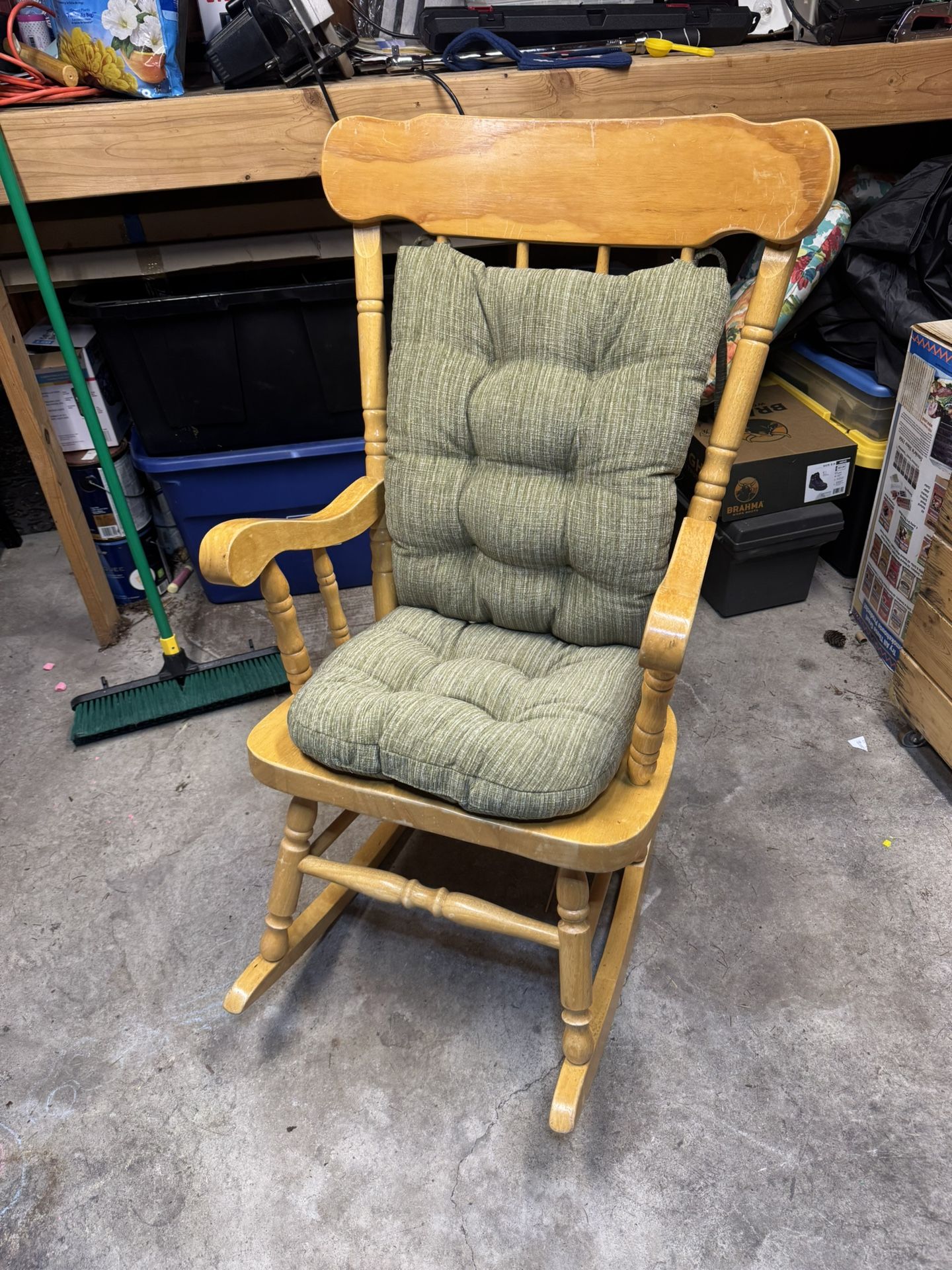 Wooden Rocking Chair With Cushions
