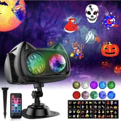 Projector Lights Outdoor, Holiday Projector with 18 HD Effects 3D Ocean Wave&Patterns, Waterproof Halloween Light Projector with Timer, Halloween Proj