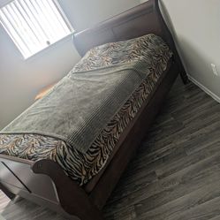Ikea Queen Bed With box spring; No Screws - slide In Pieces