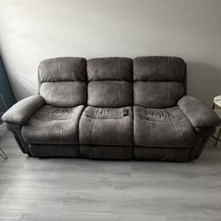 Gray Microfiber Reclining Couch