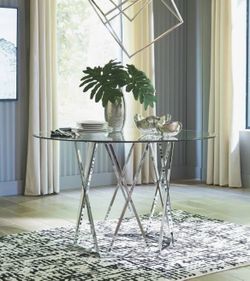 4-Person Glass Dining Table Set – $250