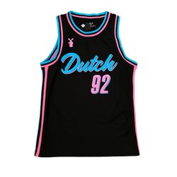 Dutch Bros Dutchwear Jersey Black Neon Pink Blue Rare Hard To Find Large