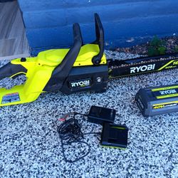 CHAINSAW RYOBI 40V BATTERY AND CHARGER INCLUDED 
