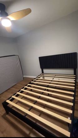 Black Queen Velvet Bed Frame & Bed