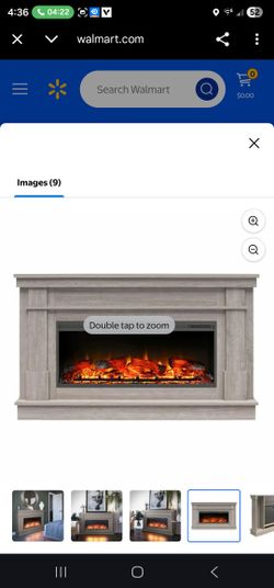 Rustic Gray TV Stand With Fireplace 