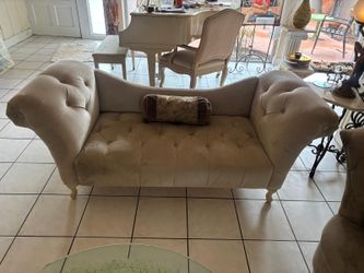 Studded Chaise lounge beige in color … 70” wide , 27” depth , 30” high $100