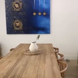Wood dining table seats 8