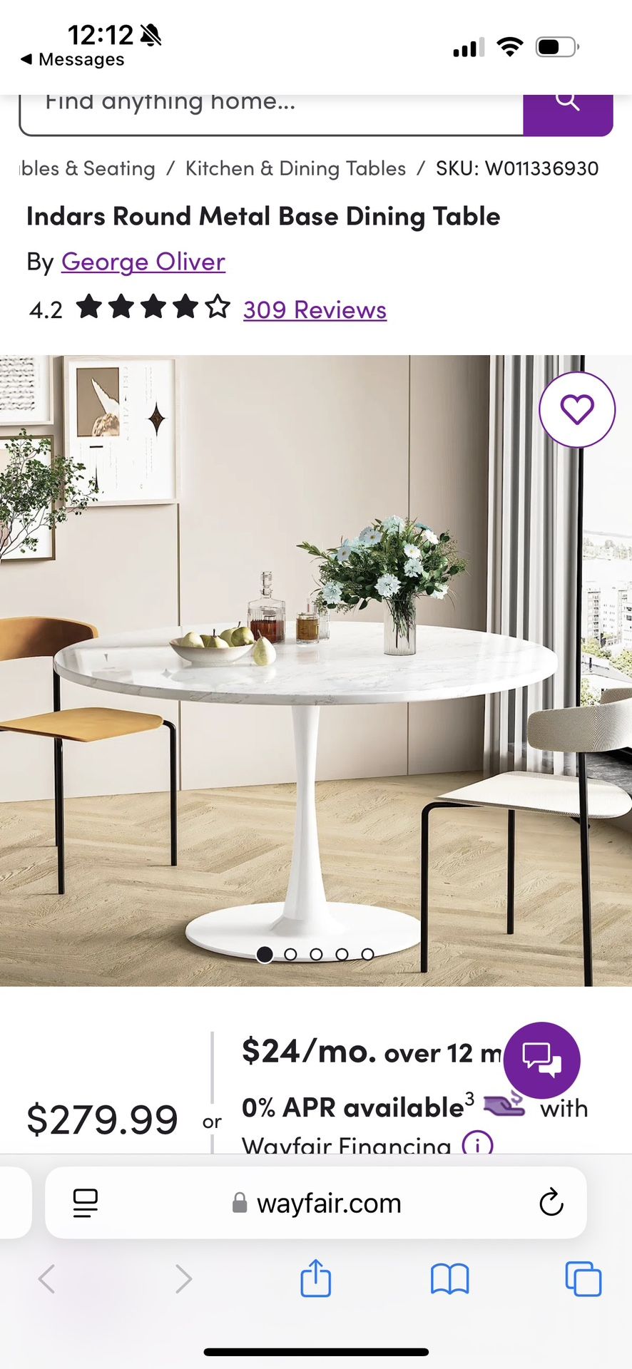 White Kitchen Petal Table And Chairs