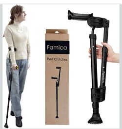 Famica FlexiCrutch Foldable Forearm Crutches Gray Adjustable 286 lb Load