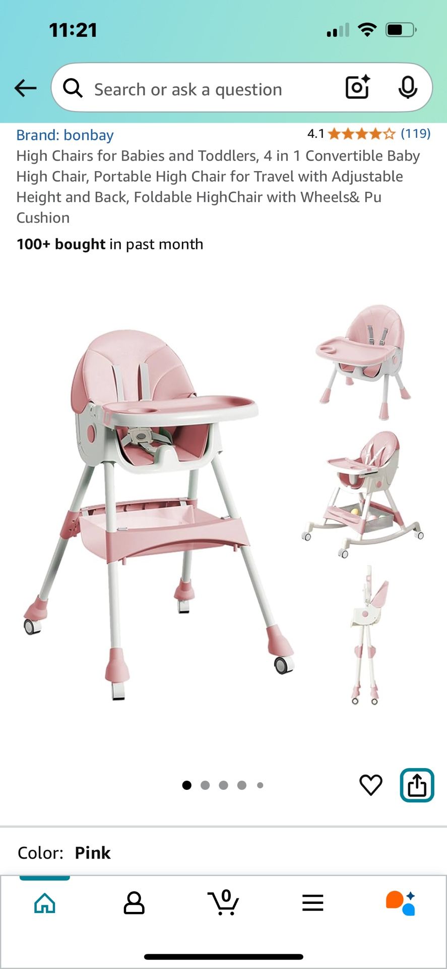 Pink Baby High Chair New