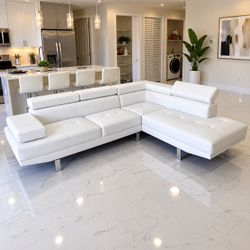 White Leather Sectional Sofa | Delivery Available