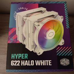 Cooler Master Hyper 622 Halo White Dual Tower CPU Air Cooler, Halo² Fan, Dual Loop ARGB, Aluminum Top Cover, 6 Heat Pipes,154mm (H), AMD Ryzen AM5/AM4