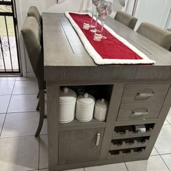comedor alto  color gris 4 sillas