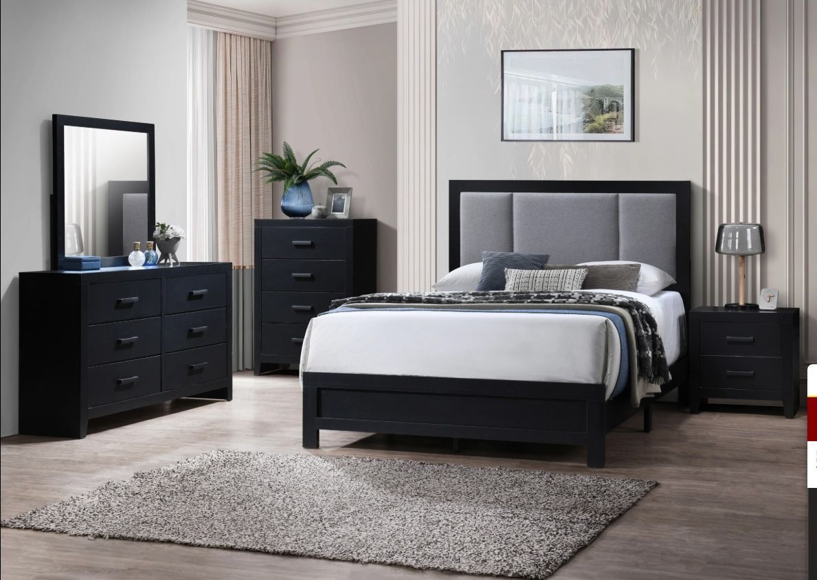 π Brand new grey wooden King | Queen size bedroom sets include Bedframe, Dresser, Mirror, Nightstand | Pay After Delivery π