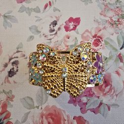 VINTAGE DISNEY BRACELET BUTTERFLY THEME WITH CRYSTALS FITS 7 1/2" WRIST