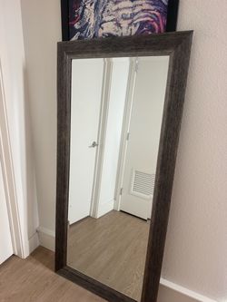 Sale-Large Full-Length Floor Mirror - Dark Wood Frame-$40 Pickup Special