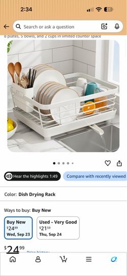 White Dish Drying Rack with Drain Spout