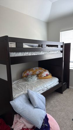 kids bunk bed, mattress & topper included