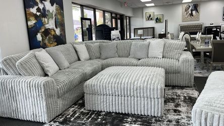 Corduroy 2 Piece Stupendous Sectional w/Cozy seating & Feather blend cushions