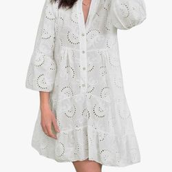 Gorgeous White Embroidery Dress, Size Small,New