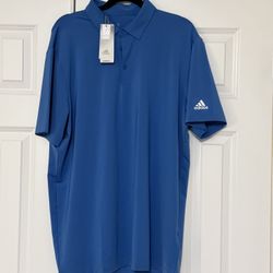 ADIDAS ULTIMATE 365 GOLF SHIRT Blue LARGE no logos NEW w/ TAGS
