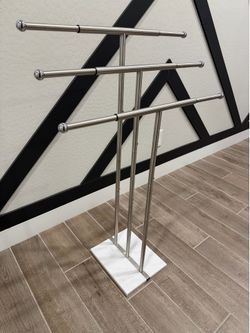 3-Tier Standing Towel Rack with Weighted Marble Base, width adjustable