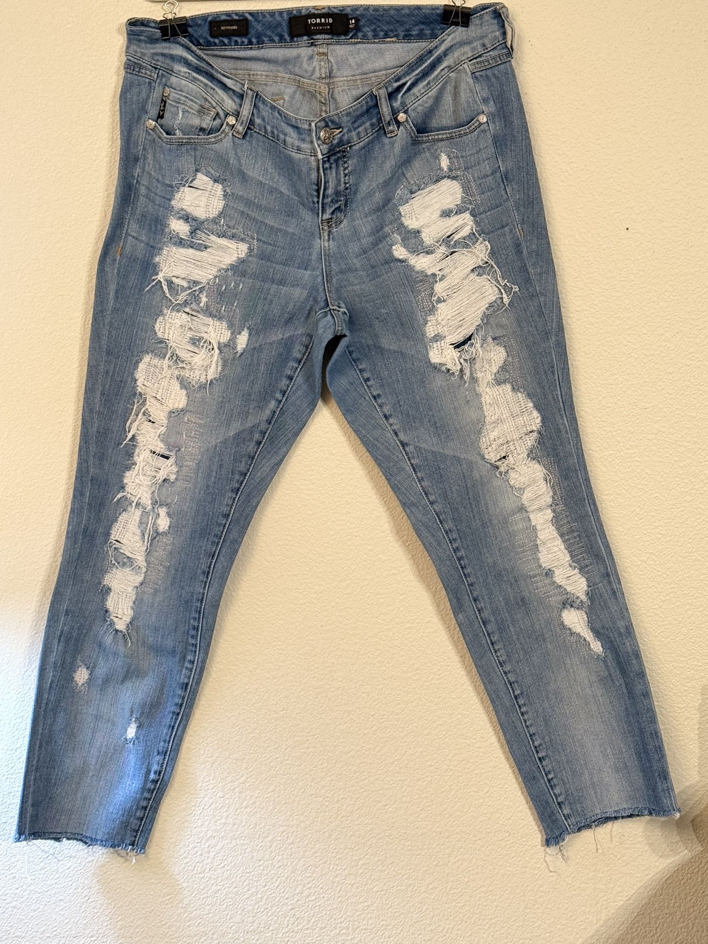 TORRID Size 14 Premium Distress Boyfriend jeans.