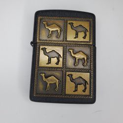 Vintage 1994 Camel The Herd 6 Pack Brass Emblem Black Textured Zippo Lighter