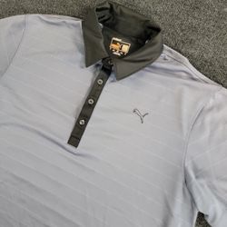 Mens Puma Golf, Polo Shirt Gray And Black L Dry Cell