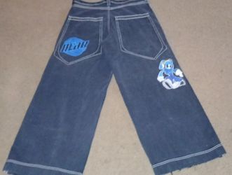 Vintage 2000's Alab Mega Wide Leg Jeans Black. Size 34 Mens, 42 Inch Out Seam and 13 Inch Leg Opening.