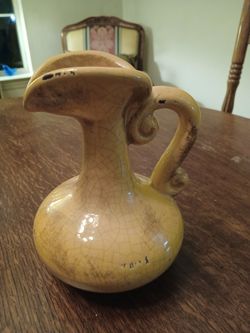 Vintage Ceramic Pitcher Vase with Handle