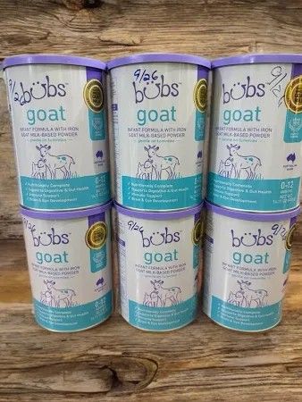 BUBS GOAT INFANT FORMULA WITH IRON GOAT MILK BASED POWDER 
6 CANS AVAILABLE 14.11 OUNCE CANS $25 EACH CAN OR $140 FOR ALL 6 CANS THEY RETAIL FOR $35 E