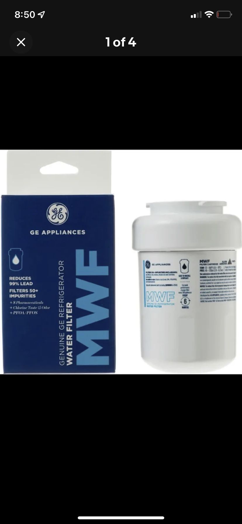 GE MWF Refrigerator Water Filter | Certified to Reduce Lead, Sulfur, and 50+ Oth