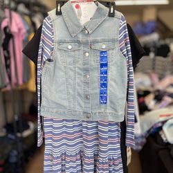 Girls Large (14/16) Levis 2-PIECE SET OUTH DENIM VEST + DRESS