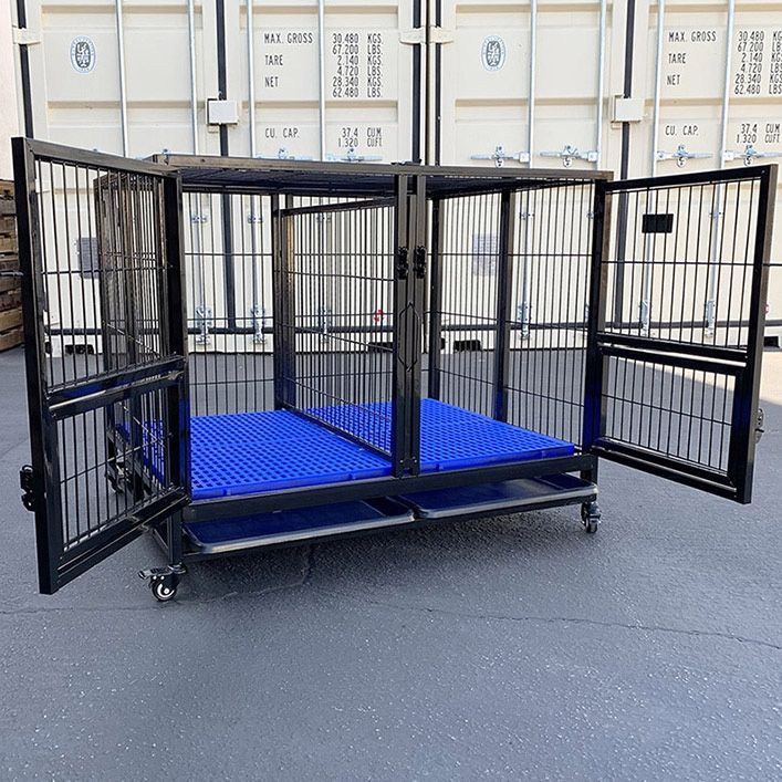 (Brand New) $190 Folding Heavy-Duty Dog Crate 41”x31”x34” Dual-Door Stackable Cage Kennel, Divider, Plastic Tray