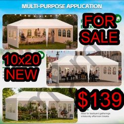 10'x20' Outdoor Canopy Party Wedding Tent White Gazebo Pavilion with Side Walls