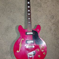 Kimberly VIP-6 Hollow Body 60's Electric RARE Red Finish Made in Japan Untested as-is cosmetic wear seem to be parts missing plus cracks see pictures 